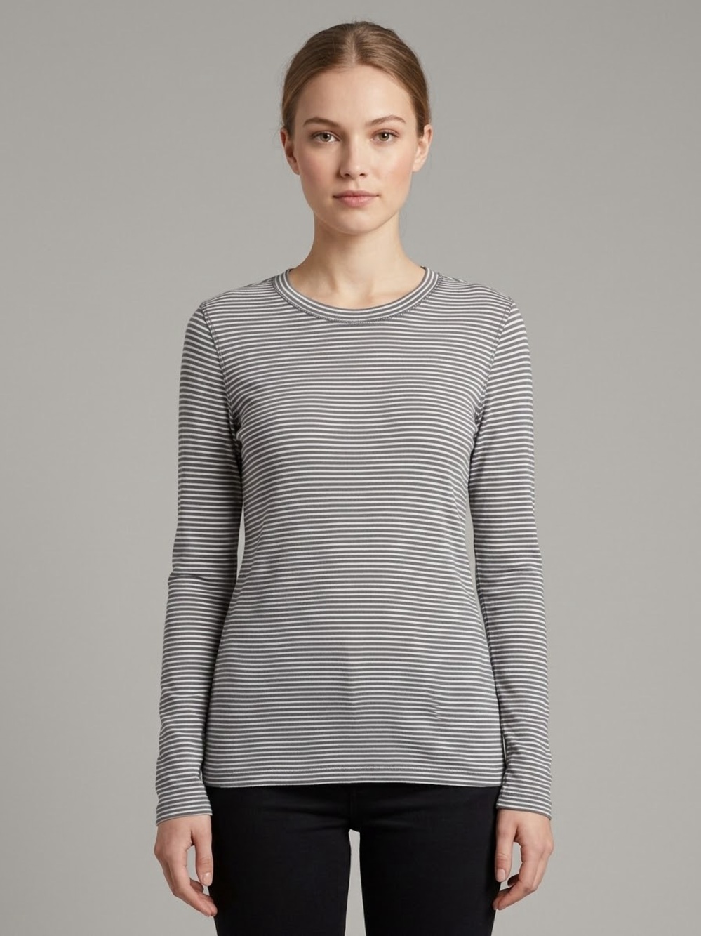 Jason Wu Striped Crewneck Long Sleeve Top - Women's Designer Casual Knit Shirt